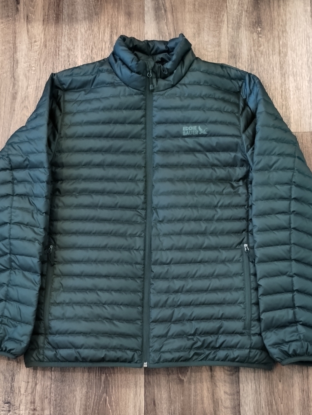 Eddie Bauer Men's Quilted Packable Down Jacket Dark Green Size Medium Very Nice!